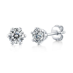 Silverbene 0.5 Carat 1ct Round Cut Moissanite Stud Earrings in 925 Sterling Silver & Rhodium Plating