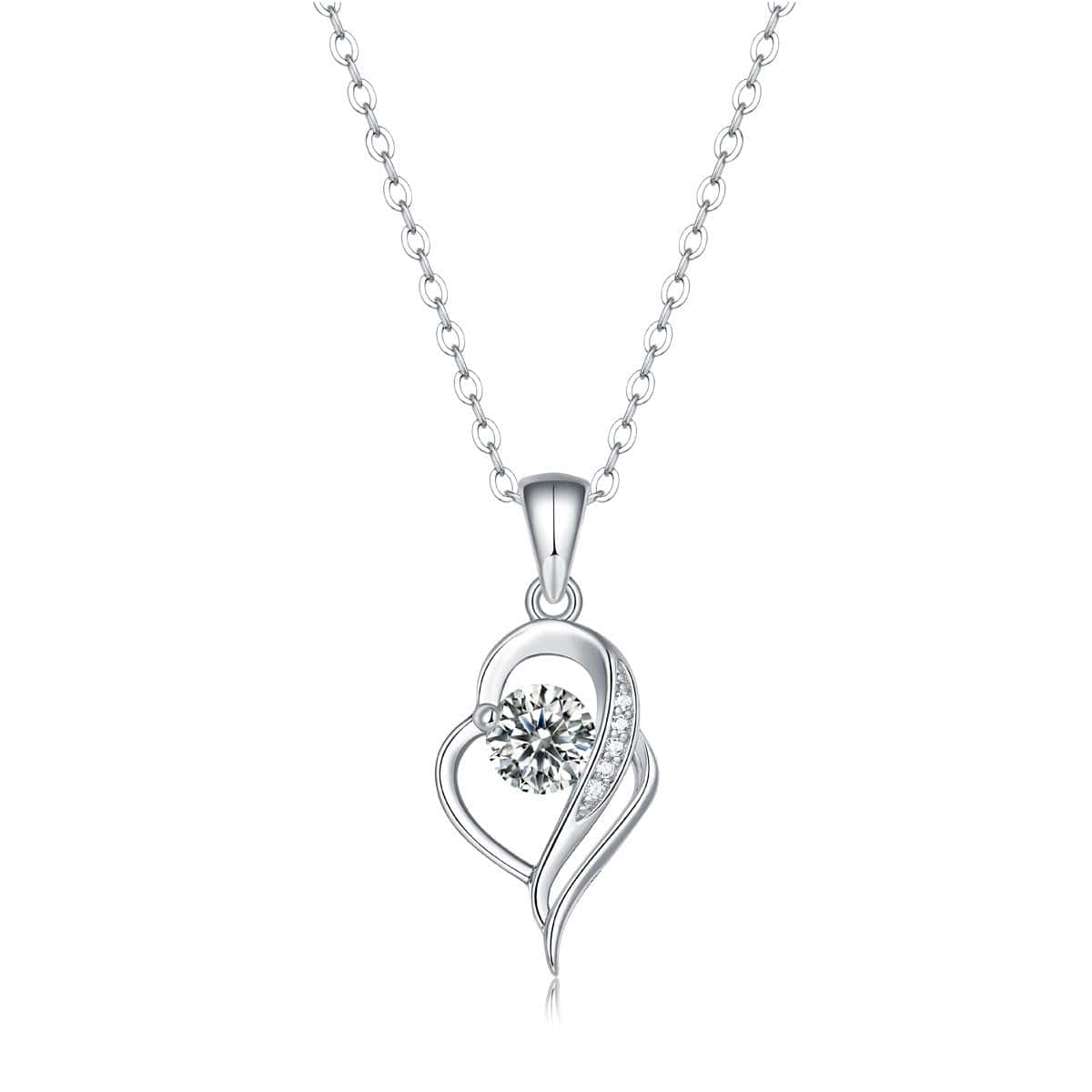 Silverbene 0.5CT Moissanite CZ (Certificate Included) Gift Moissanite CZ Irregular Heart 925 Sterling Silver Necklace