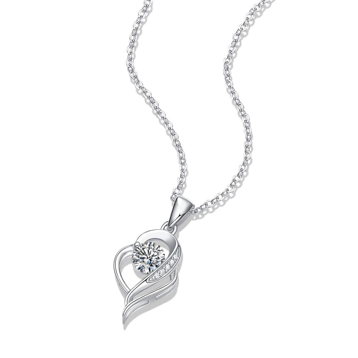 Silverbene 0.5CT Moissanite CZ (Certificate Included) Gift Moissanite CZ Irregular Heart 925 Sterling Silver Necklace