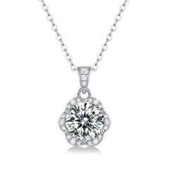 Silverbene 2 ct ( Certificate Included ) Sweet Moissanite CZ Flower 925 Sterling Silver Necklace