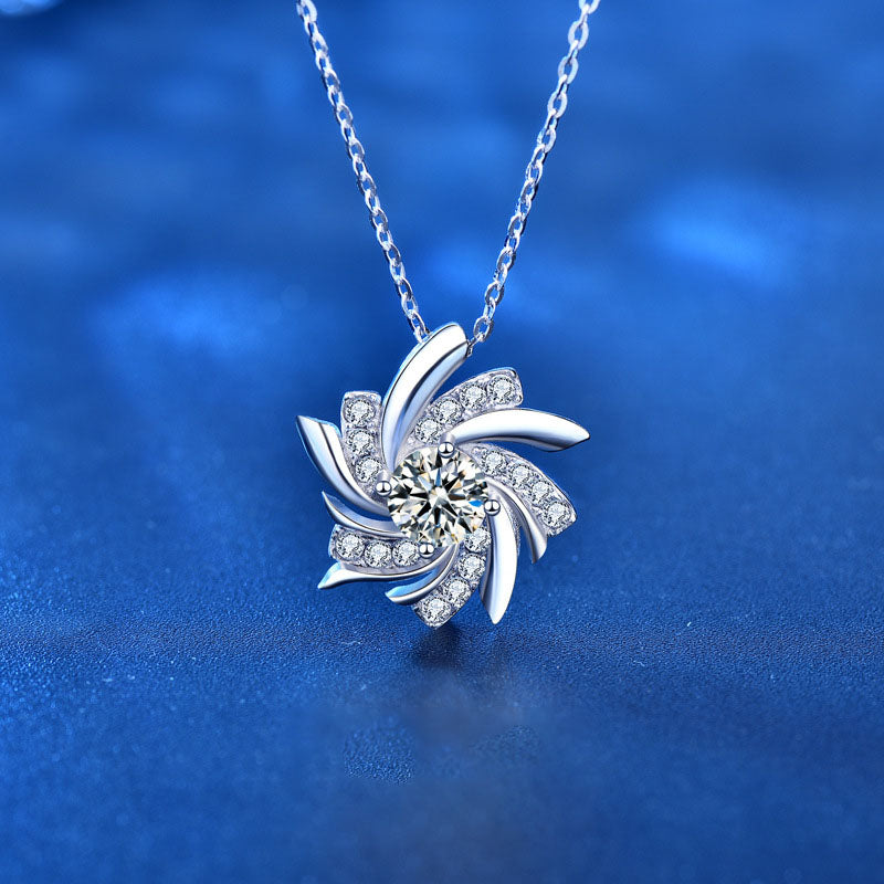 0.5ct Moissanite Windmill Necklace in 925 Sterling Silver