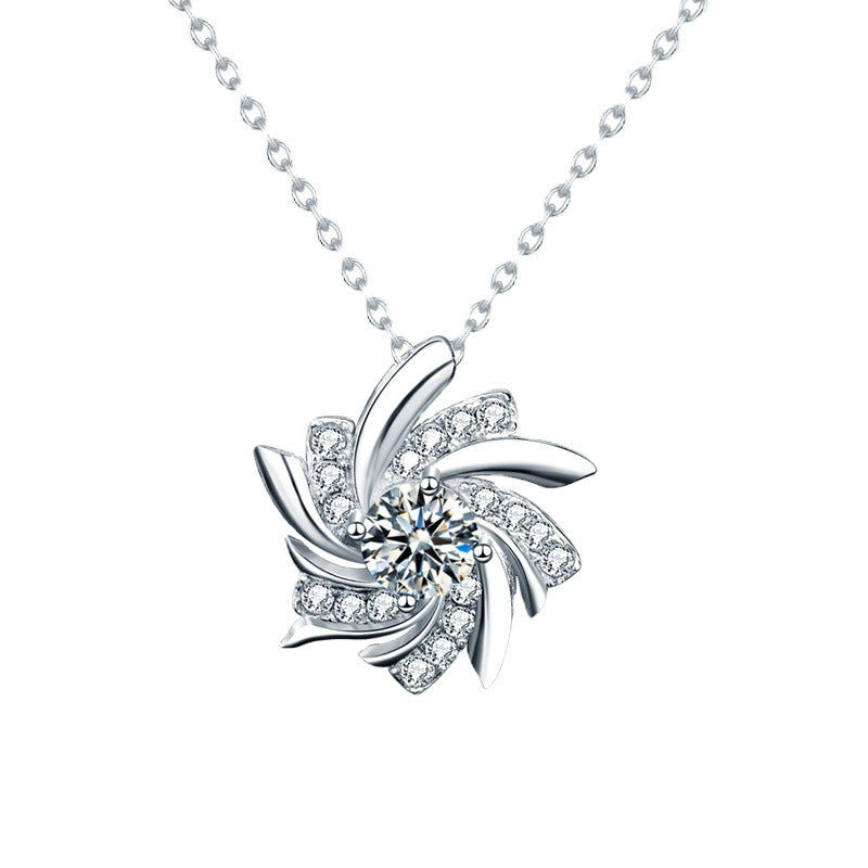 0.5ct Moissanite Windmill Necklace in 925 Sterling Silver