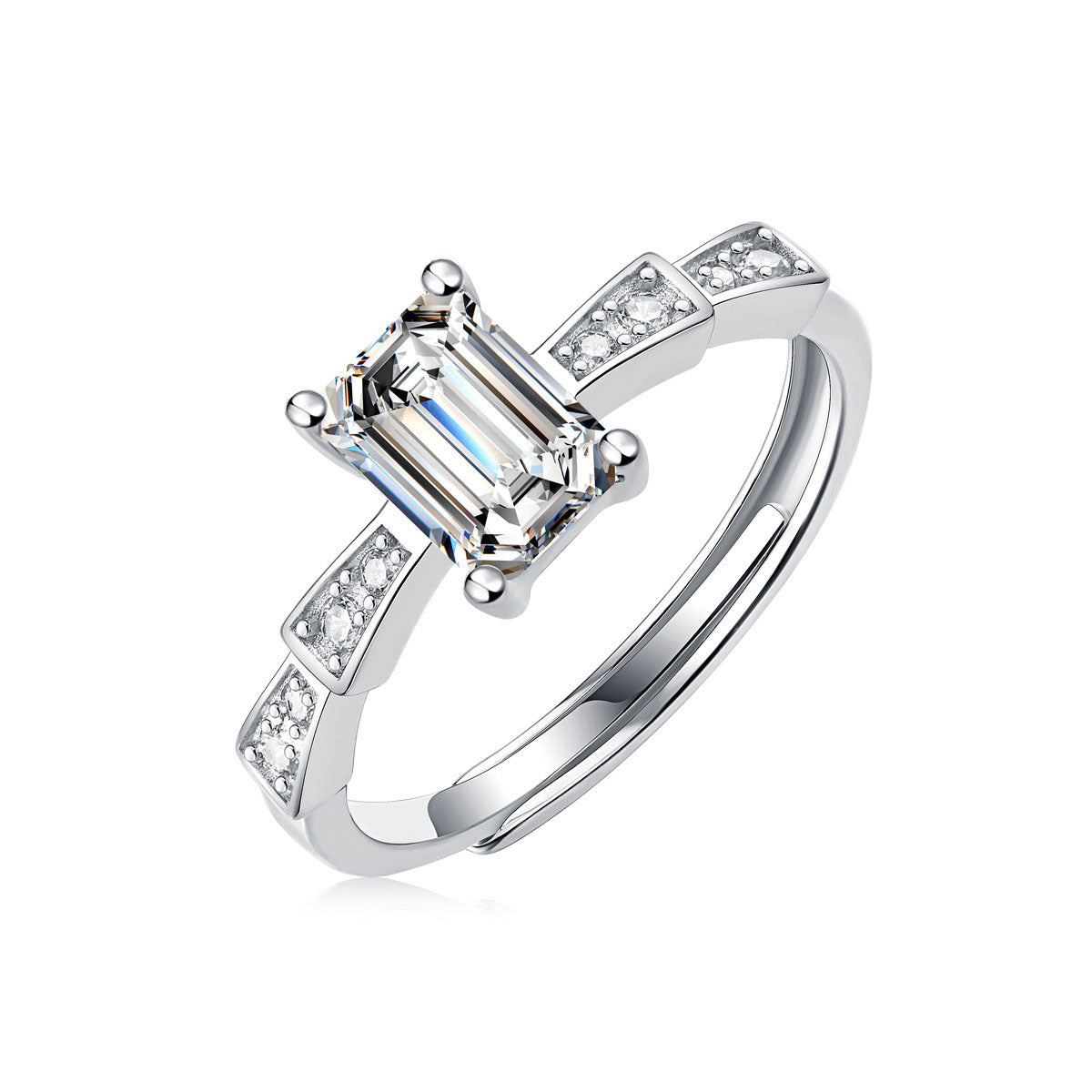 1ct Baguette Cut Moissanite Ring in 925 Sterling Silver