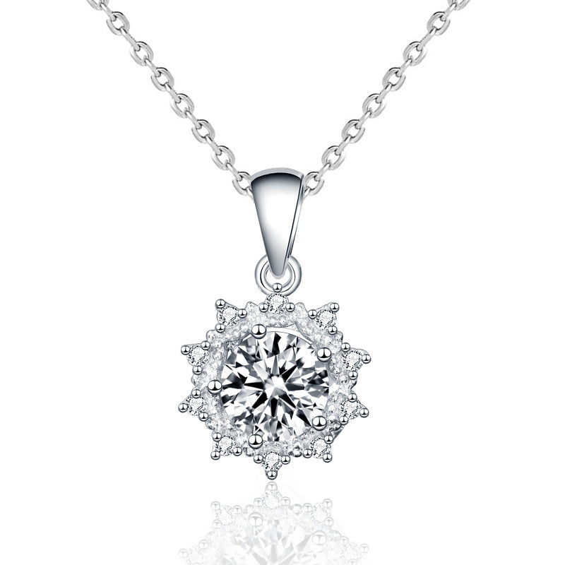 1ct Moissanite Sunflower Necklace in 925 Sterling Silver