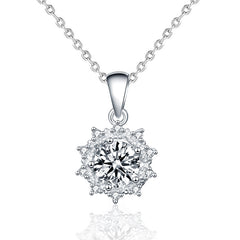 1ct Moissanite Sunflower Necklace in 925 Sterling Silver