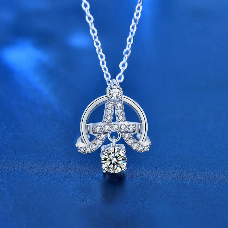 0.5ct Moissanite Eiffel Tower Necklace in 925 Sterling Silver