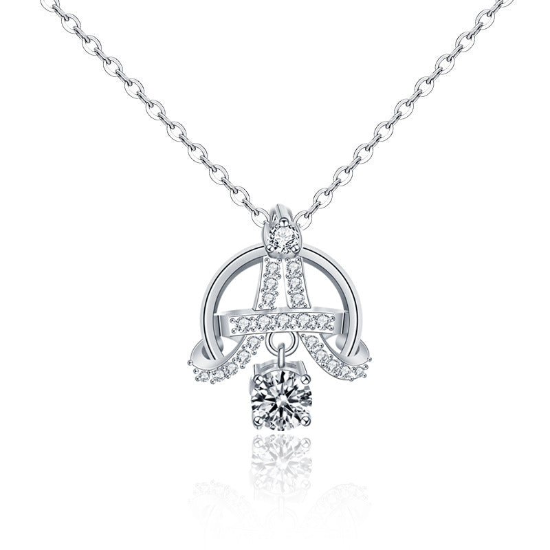 0.5ct Moissanite Eiffel Tower Necklace in 925 Sterling Silver