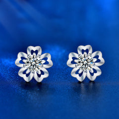 0.5ct Moissanite Sakura Flower Stud Earrings in 925 Sterling Silver