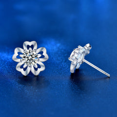 0.5ct Moissanite Sakura Flower Stud Earrings in 925 Sterling Silver