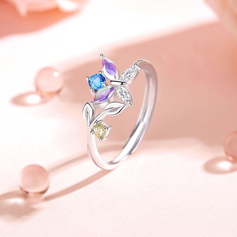 Zircon Butterfly Ring in 925 Sterling Silver