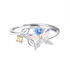 Zircon Butterfly Ring in 925 Sterling Silver