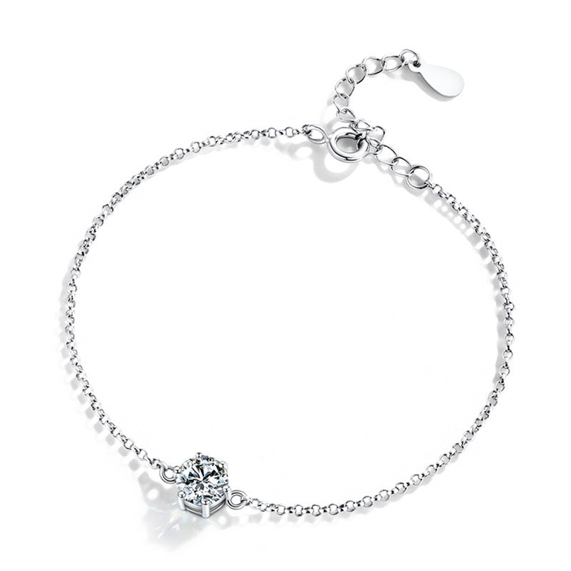 1ct Round Cut Moissanite Bracelet in 925 Sterling Silver in a white background