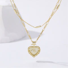 Layered Heart Cubic Zirconia Necklace in 18k Gold Plating