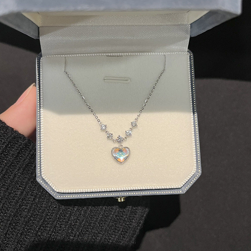 Shining Zircon Heart Necklace in 925 Sterling Silver