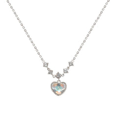 Shining Zircon Heart Necklace in 925 Sterling Silver