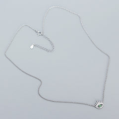 Image of the Evil Eye Cubic Zircon Necklace in 925 Sterling Silver in Rhodium Plating