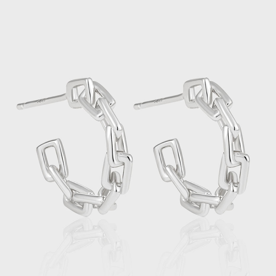 Chain Style Hoop Earrings in 925 Sterling Silver