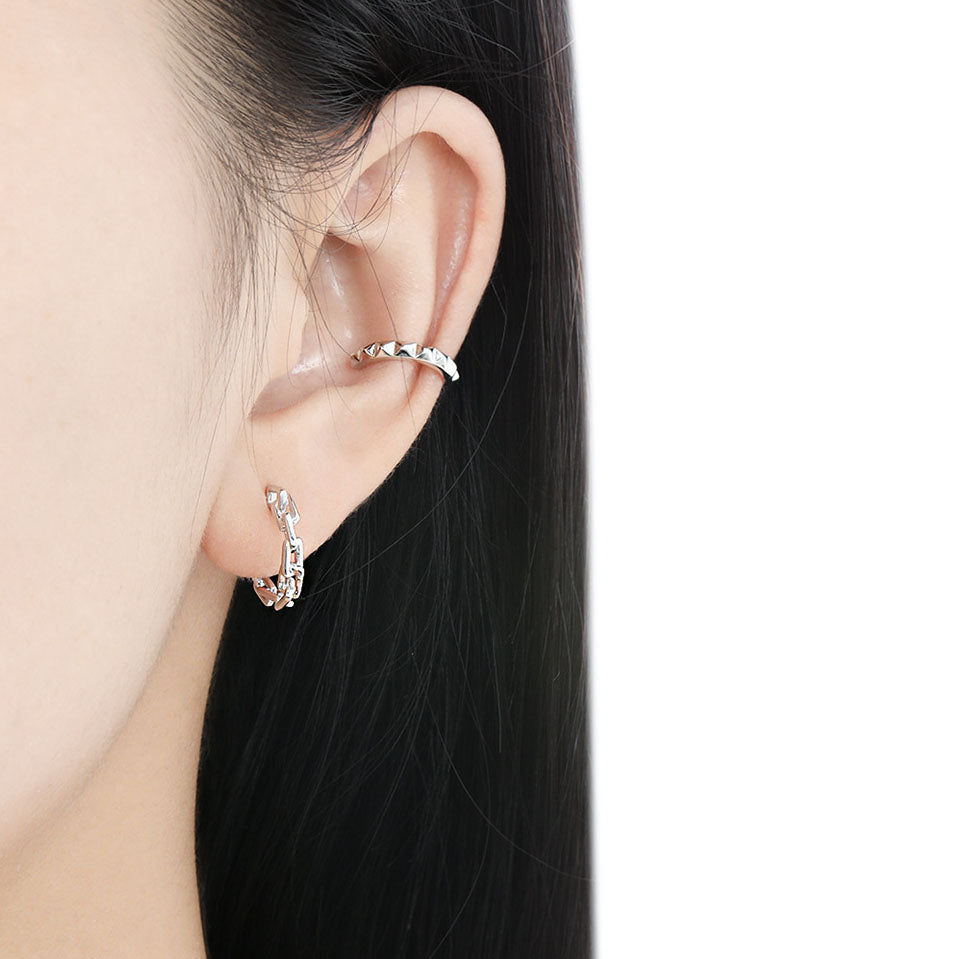 Chain Style Hoop Earrings in 925 Sterling Silver