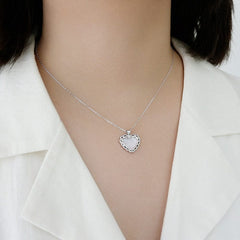 Silverbene Anniversary Mother of Shell Heart 925 Sterling Silver Necklace