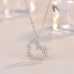 Silverbene Beautiful CZ Heart Garland 925 Sterling Silver Necklace