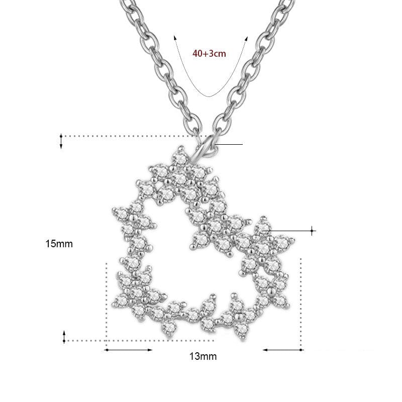 Silverbene Beautiful CZ Heart Garland 925 Sterling Silver Necklace