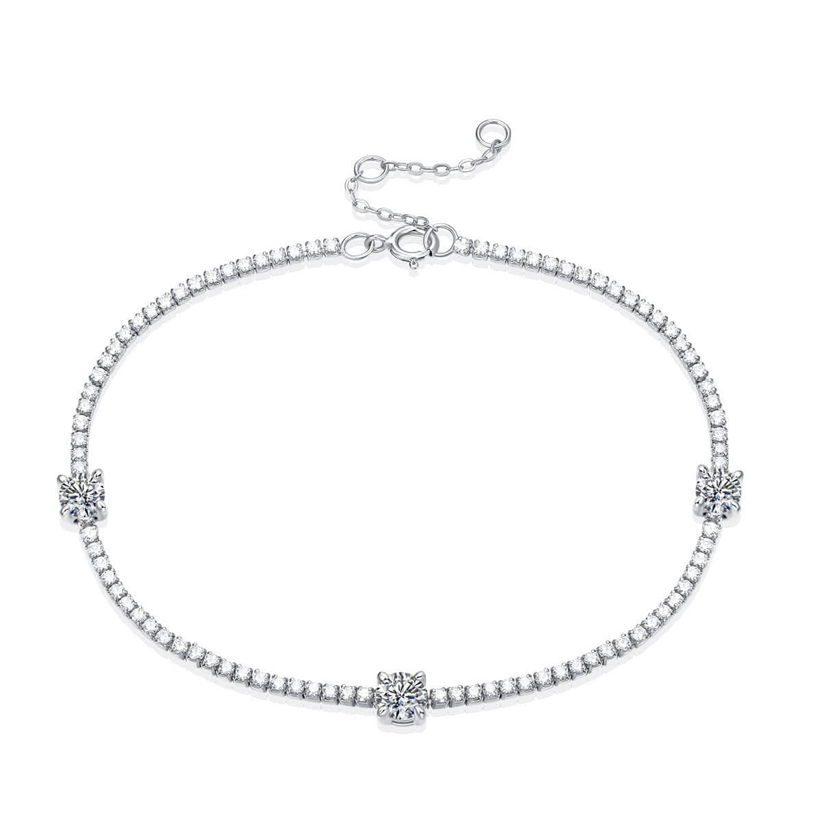 Silverbene Bracelet 0.3ct Moissanite Omega Bracelet in 925 Sterling Silver & Rhodium Plating