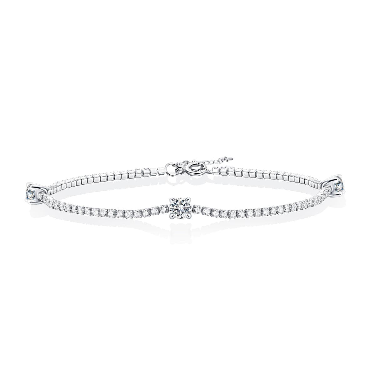 Silverbene Bracelet 0.3ct Moissanite Omega Bracelet in 925 Sterling Silver & Rhodium Plating