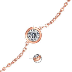 Silverbene Bracelet 0.5ct Round Cut Moissanite Bracelet in 925 Sterling Silver & 18k Rose Gold Plating