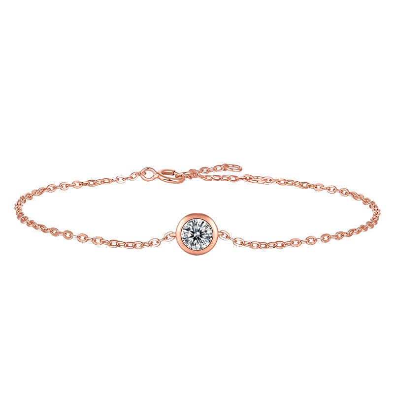 Silverbene Bracelet 0.5ct Round Cut Moissanite Bracelet in 925 Sterling Silver & 18k Rose Gold Plating