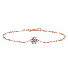 Silverbene Bracelet 0.5ct Round Cut Moissanite Bracelet in 925 Sterling Silver & 18k Rose Gold Plating