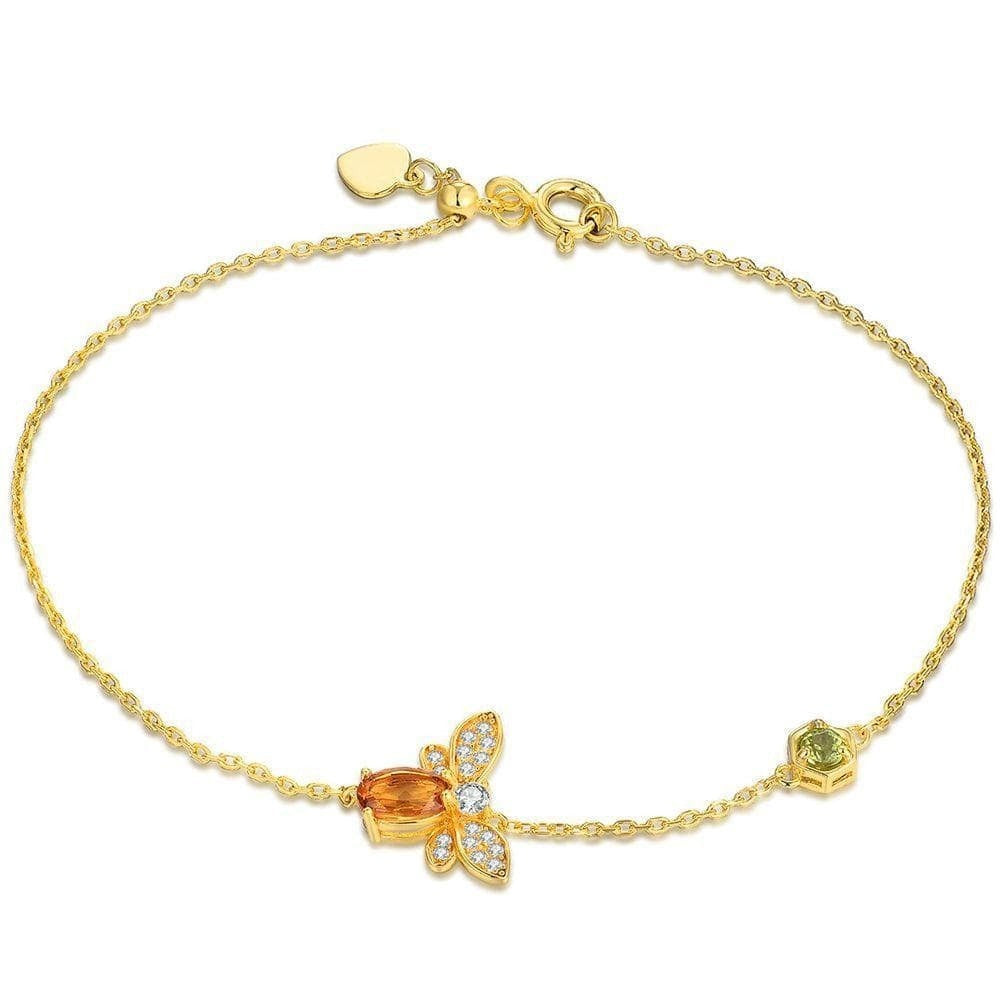 Auric Jewellers Bracelet 14k Gold Finish Queen Bee Bracelet in Sterling Silver