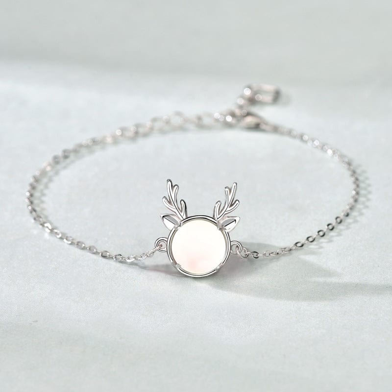 Silverbene Bracelet Natural Moonstone Elk Bracelet in 925 Sterling Silver & Rhodium Plating