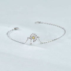 Silverbene Bracelet Zircon Daisy Flower Bracelet in 925 Sterling Silver & Rhodium Plating