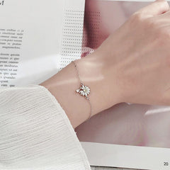 Silverbene Bracelet Zircon Daisy Flower Bracelet in 925 Sterling Silver & Rhodium Plating