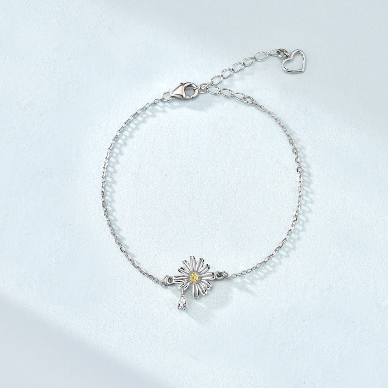 Silverbene Bracelet Zircon Daisy Flower Bracelet in 925 Sterling Silver & Rhodium Plating