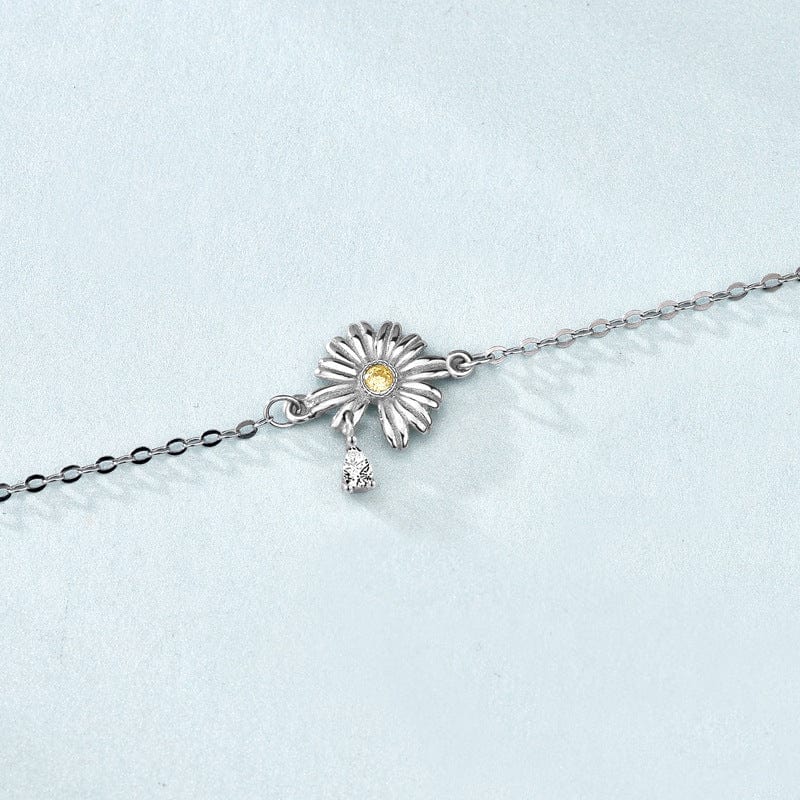 Silverbene Bracelet Zircon Daisy Flower Bracelet in 925 Sterling Silver & Rhodium Plating