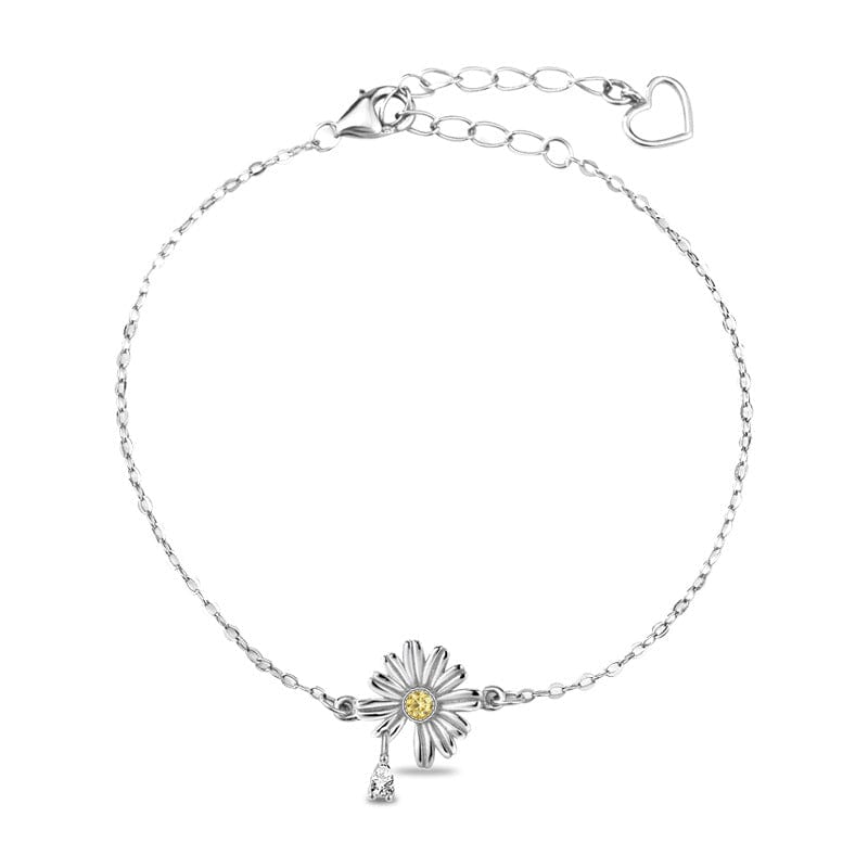 Silverbene Bracelet Zircon Daisy Flower Bracelet in 925 Sterling Silver & Rhodium Plating