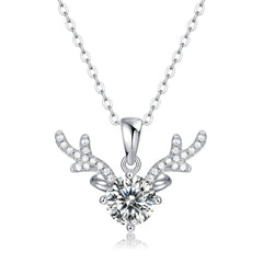 Silverbene Bridesmaid Moissanite CZ Angle Deer 925 Sterling Silver Necklace