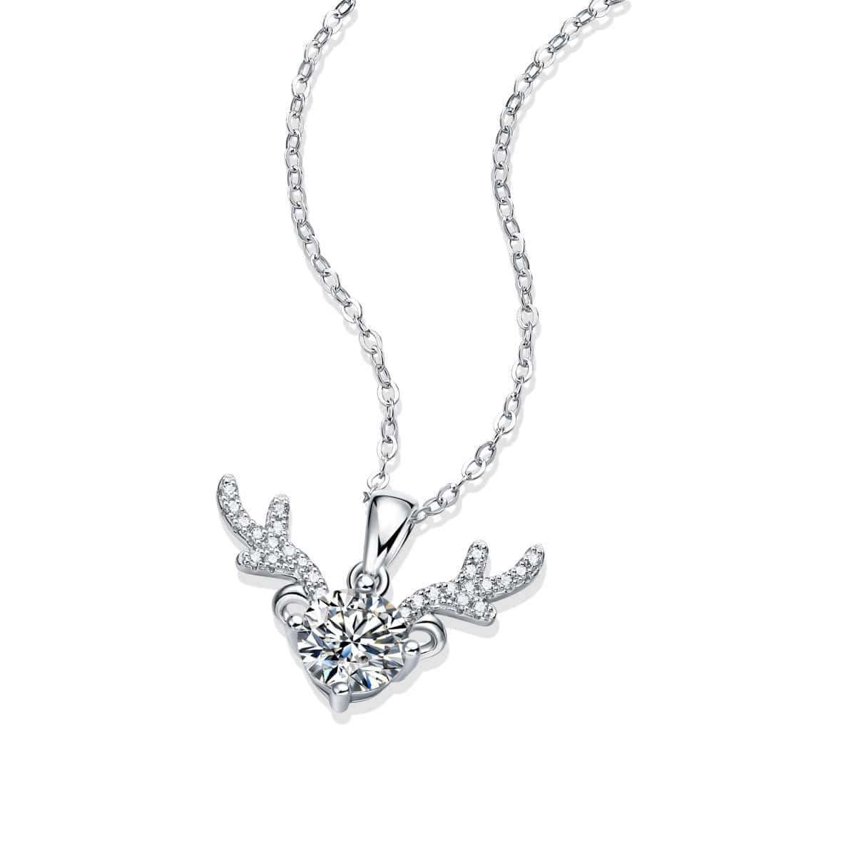 Silverbene Bridesmaid Moissanite CZ Angle Deer 925 Sterling Silver Necklace