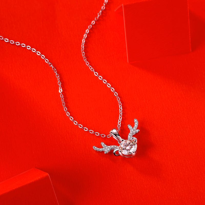 Silverbene Bridesmaid Moissanite CZ Angle Deer 925 Sterling Silver Necklace