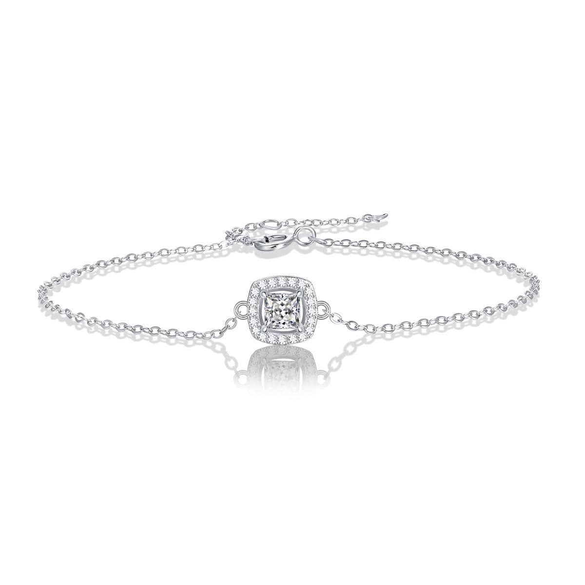 Silverbene Bridesmaid Moissanite CZ Geometry Square 925 Sterling Silver Bracelet