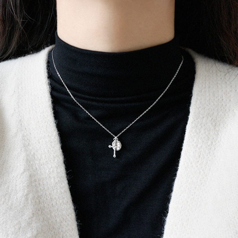 Silverbene Casual Geometry Round Cross 925 Sterling Silver Necklace