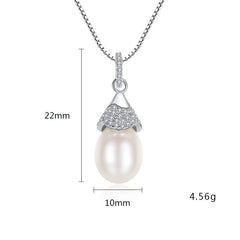 Silverbene CZ Waterdrop Natural Pearl 925 Silver Necklace