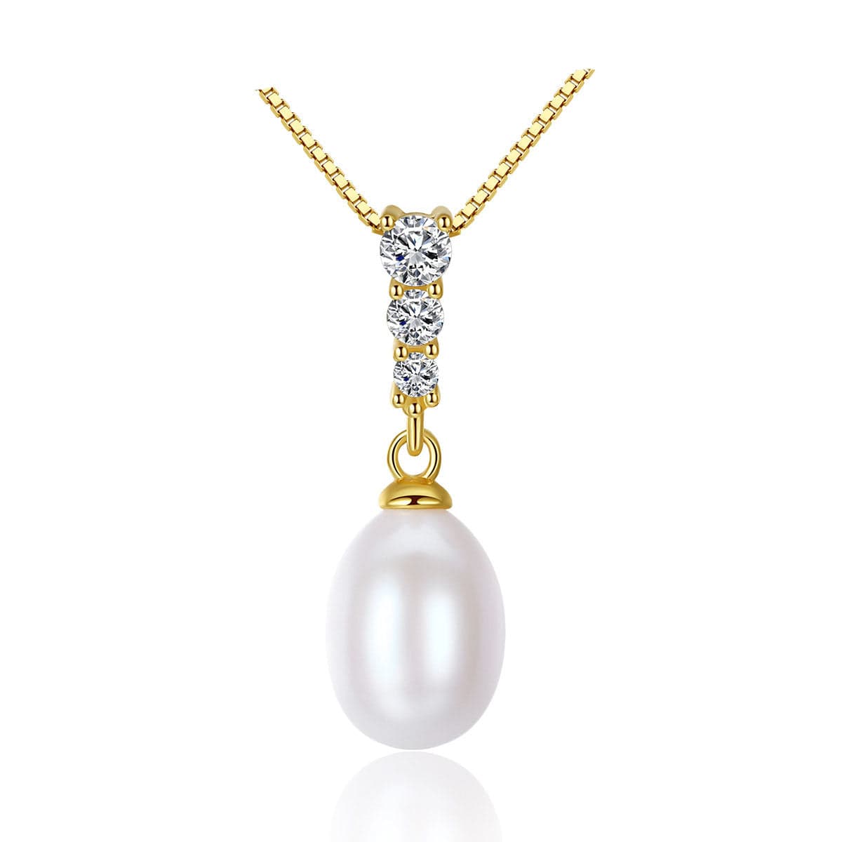 Silverbene CZ Waterdrop Natural Pearl 925 Silver Necklace