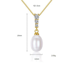 Silverbene CZ Waterdrop Natural Pearl 925 Silver Necklace