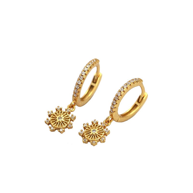 Silverbene earrings 18k Gold Eight Pointed Zircon Star Hoop Earrings in 925 Sterling Silver & 18k Gold Plating