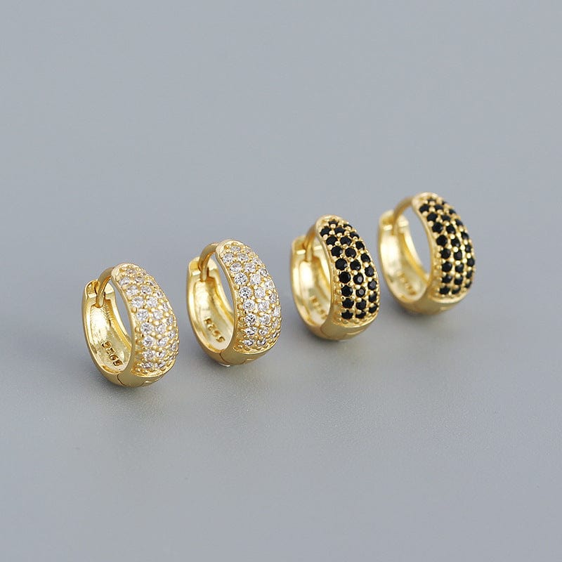 Silverbene earrings 18k Gold & White Wide Zircon Hoop Earrings in 925 Sterling Silver & 18k Gold Plating