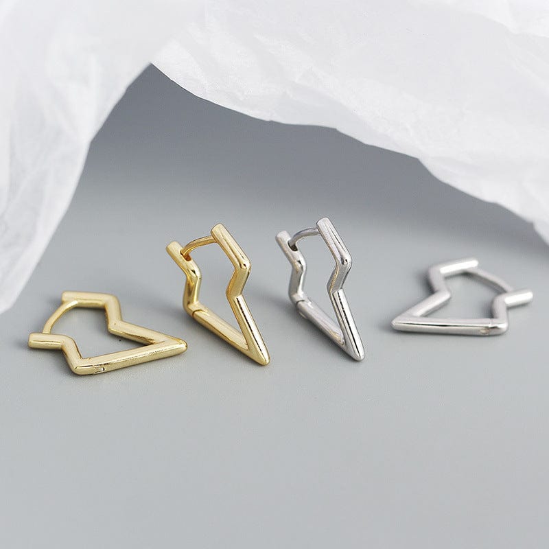 Silverbene earrings Lightning Bolt Earrings in 925 Sterling Silver & 18k Gold Plating