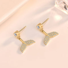 Silverbene earrings Mermaid Tail Zircon Earrings in 925 Sterling Silver & 14k Gold Plating