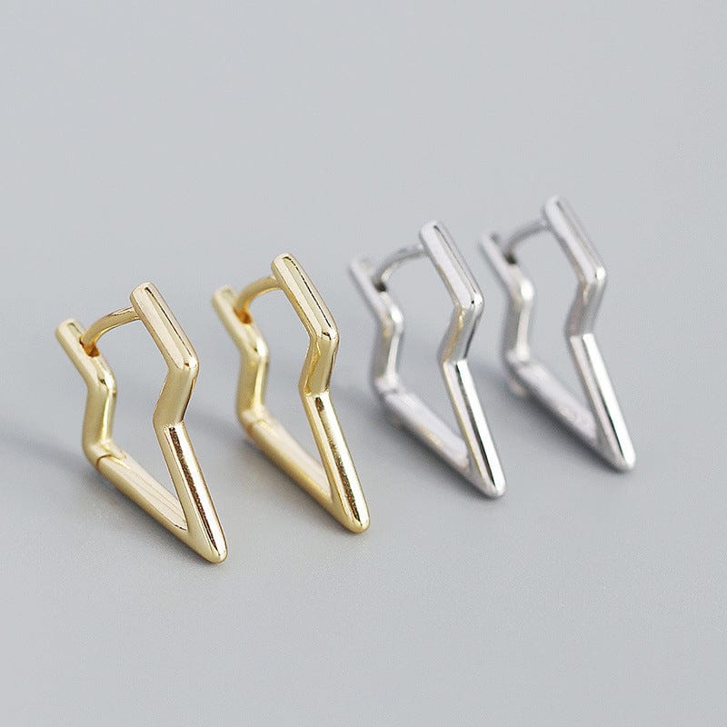 Silverbene earrings Rhodium Lightning Bolt Earrings in 925 Sterling Silver & 18k Gold Plating